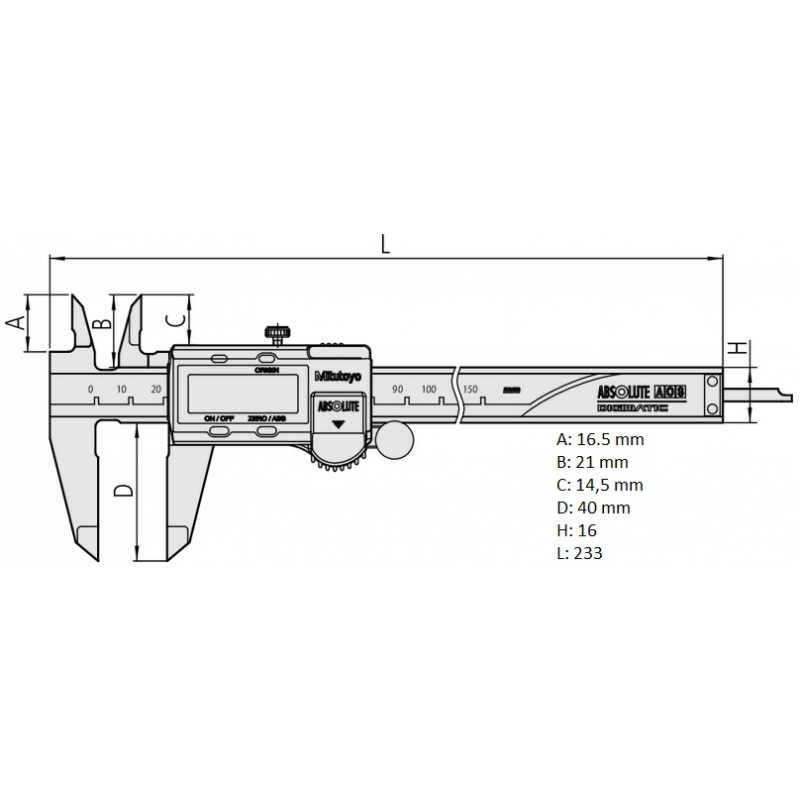Pied à coulisse Digimatic carbone MITUTOYO